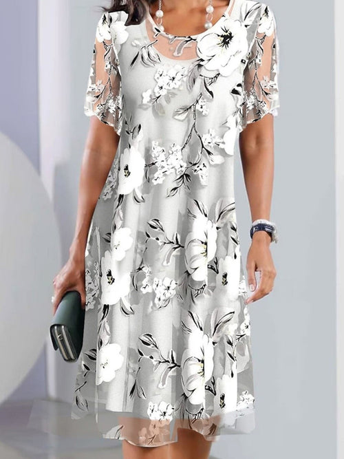 Rosie Floral Midi Dress Gray 1