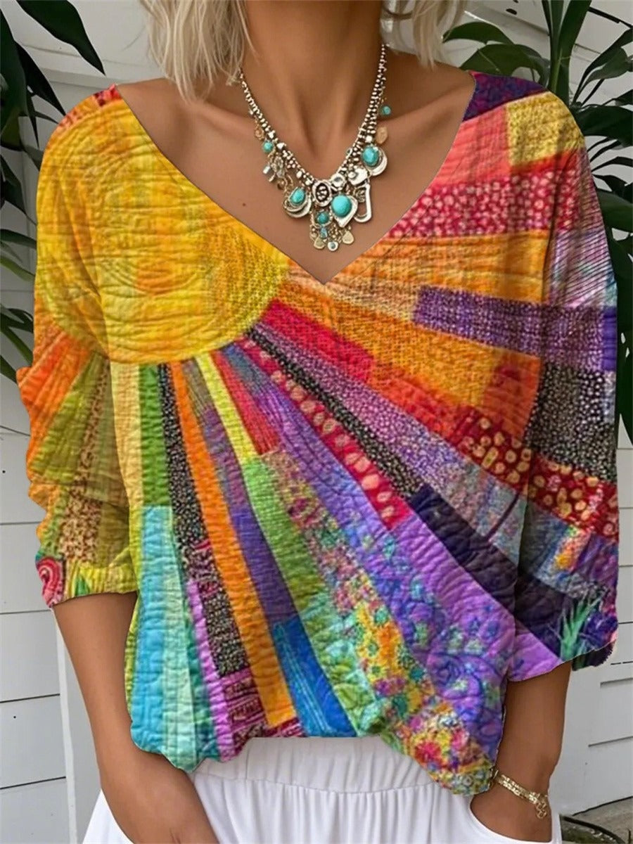 Isolde Printed V-Neck Blouse Multi 1