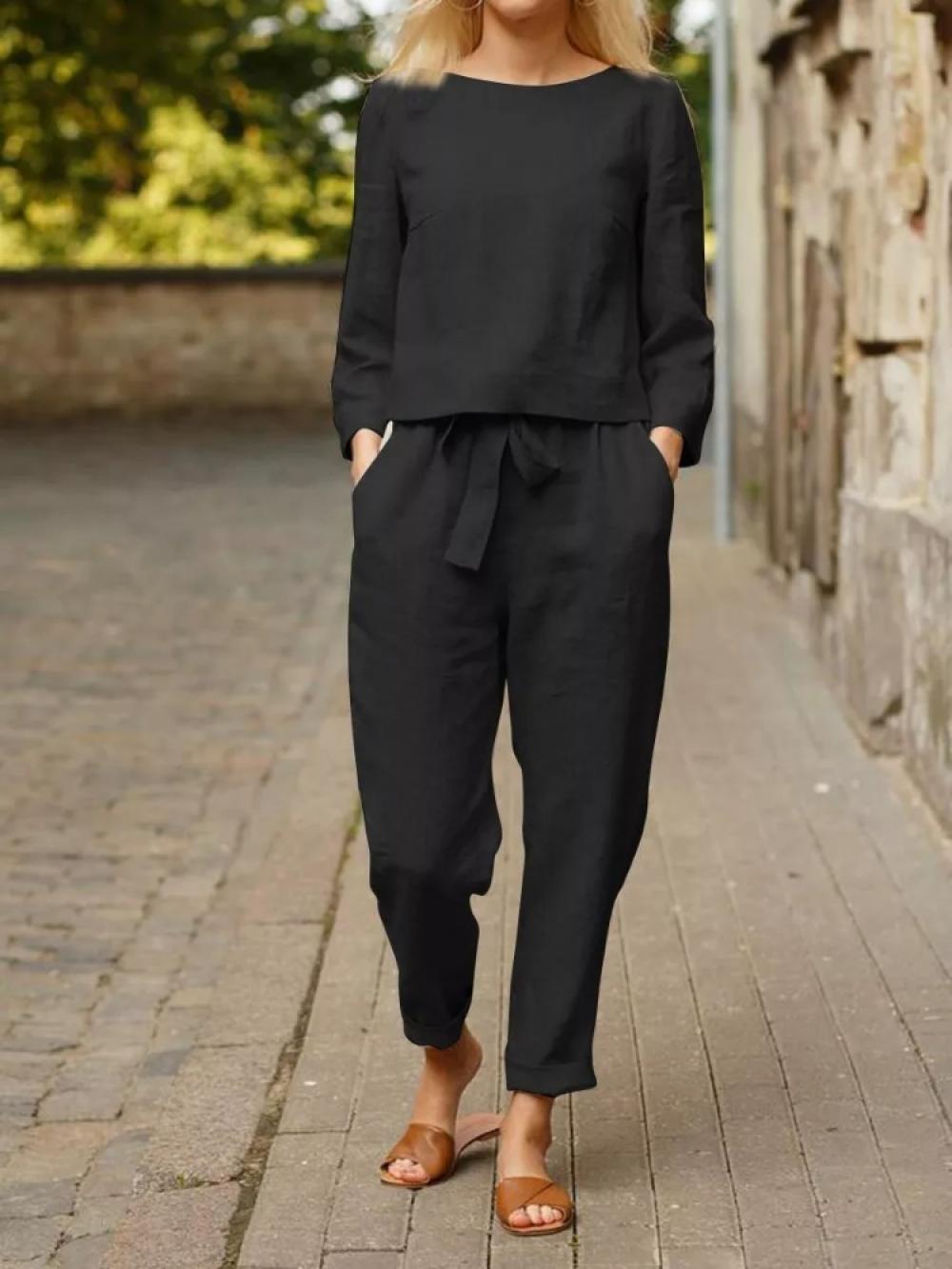 Margot Two-Piece Satin Suit Black 1