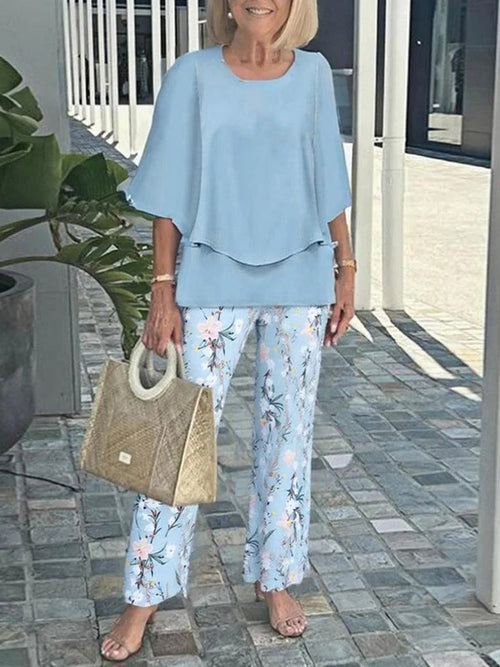 Margot Floral Two-Piece Set Blue 1