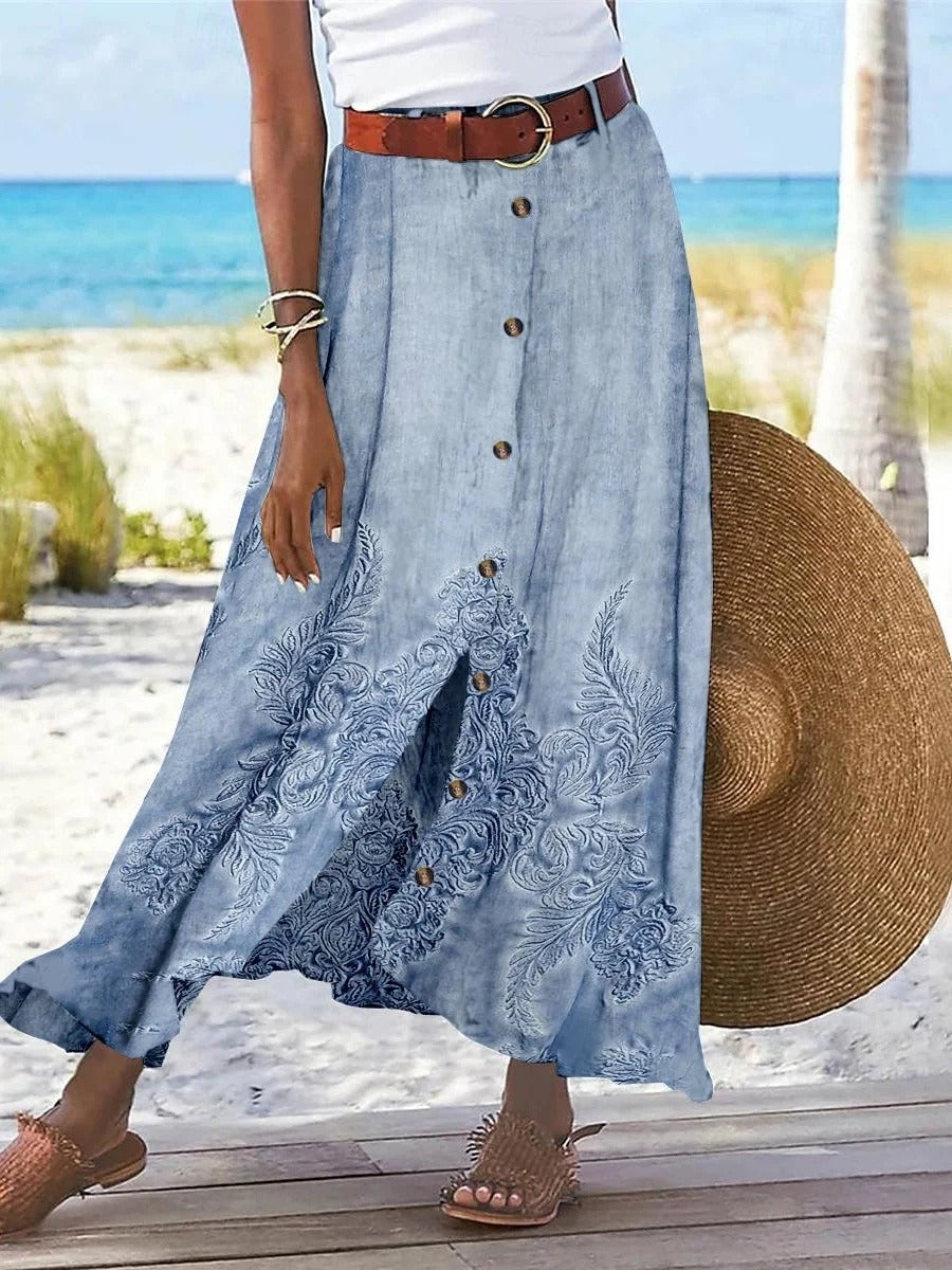 Margot Floral Maxi Skirt Blue 1