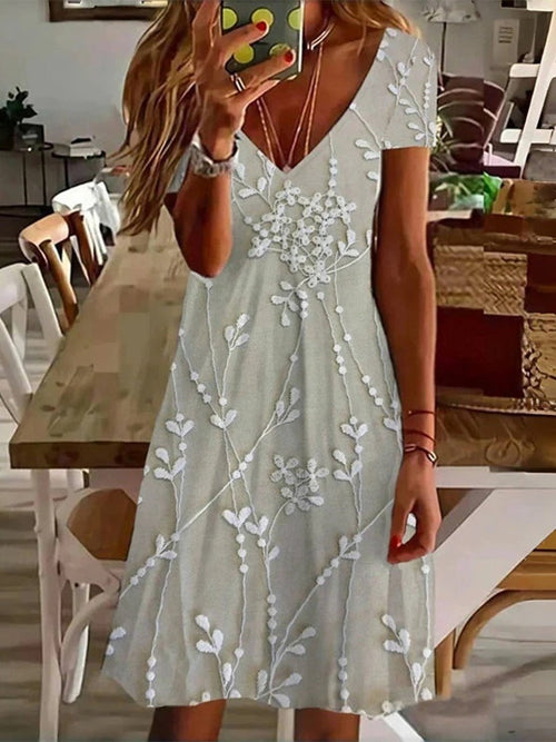Faline Vintage Leaf Mini Dress Multi 1