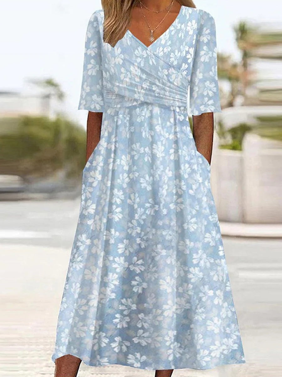 Petra Floral Ruched Midi Dress Floral 1