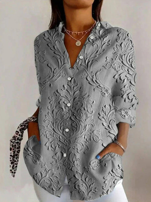 Cosima Vintage Long Sleeve Blouse Gray 1