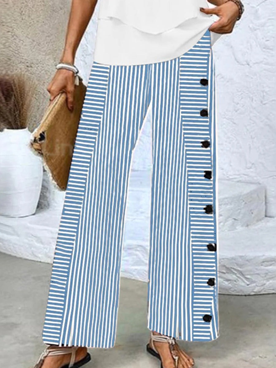 Quintana Striped Linen Trousers Red 2