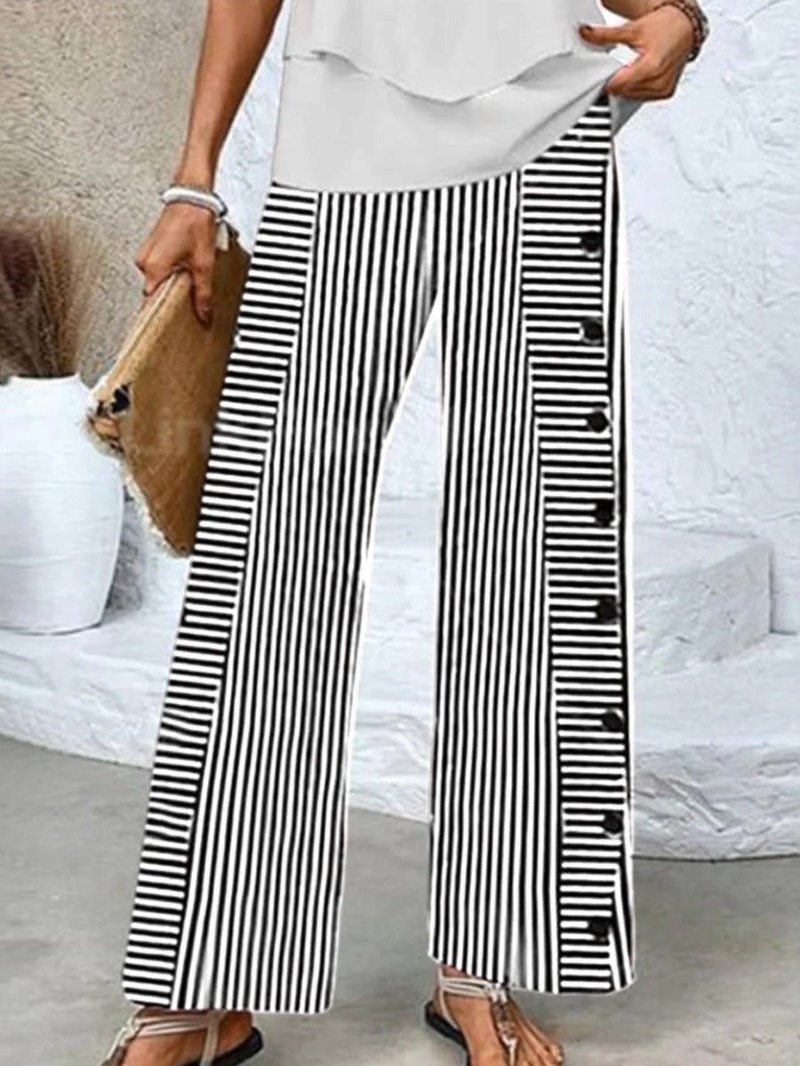 Quintana Striped Linen Trousers Red 4