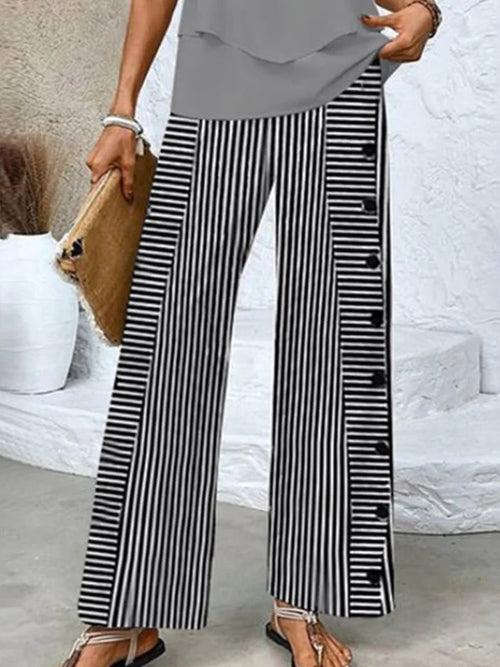 Quintana Striped Linen Trousers Black 1