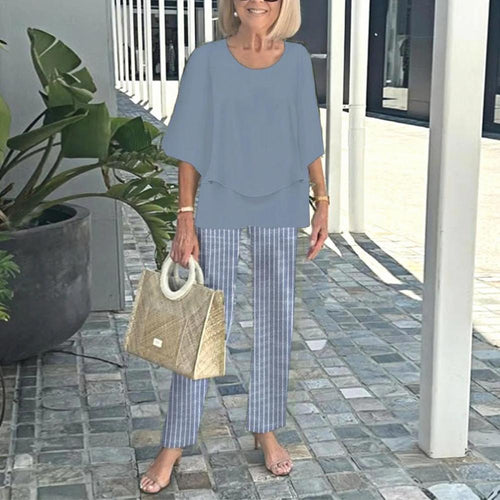 Margot Striped Two-Piece Dress Blue 1