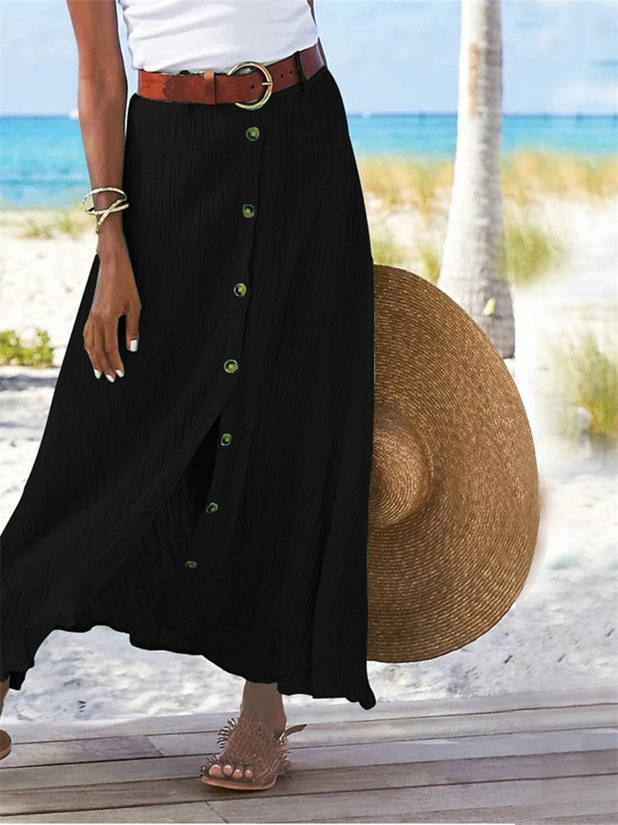 Astrid Linen Maxi Skirt Blue 1