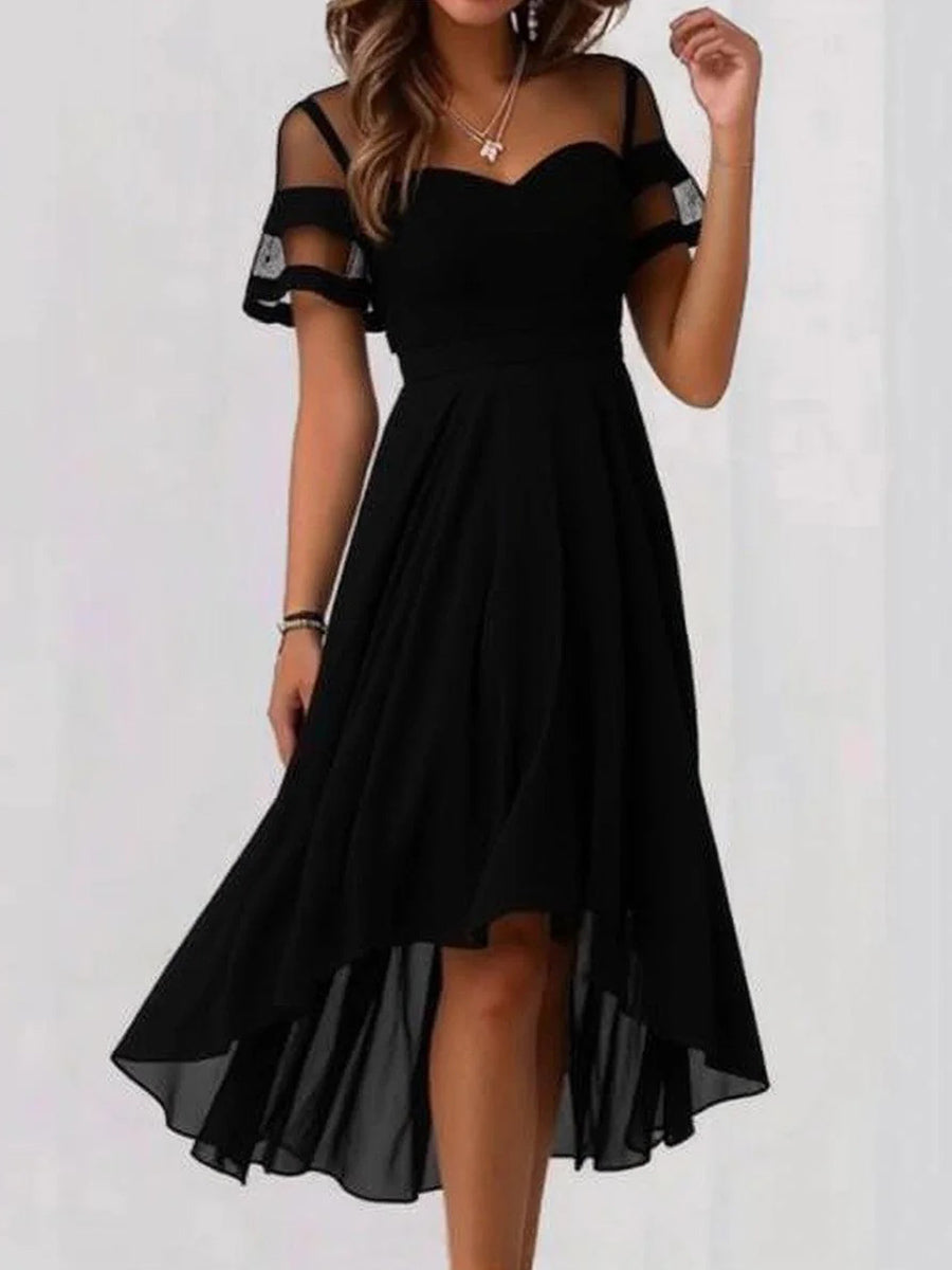 Margot Mesh Patchwork Midi Dress Black 1