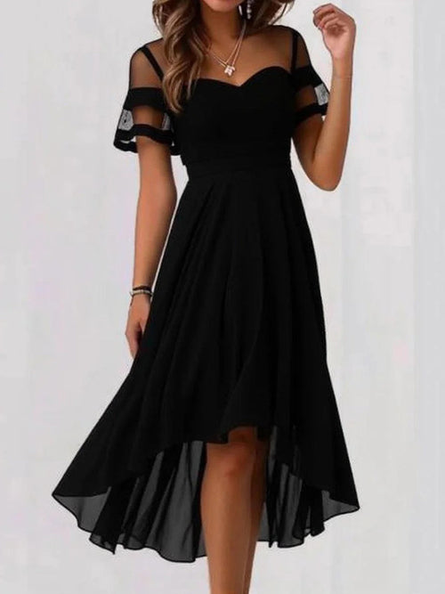 Margot Mesh Patchwork Midi Dress Black 1