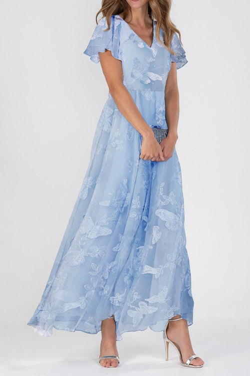 Domino Floral Maxi Dress Blue 1