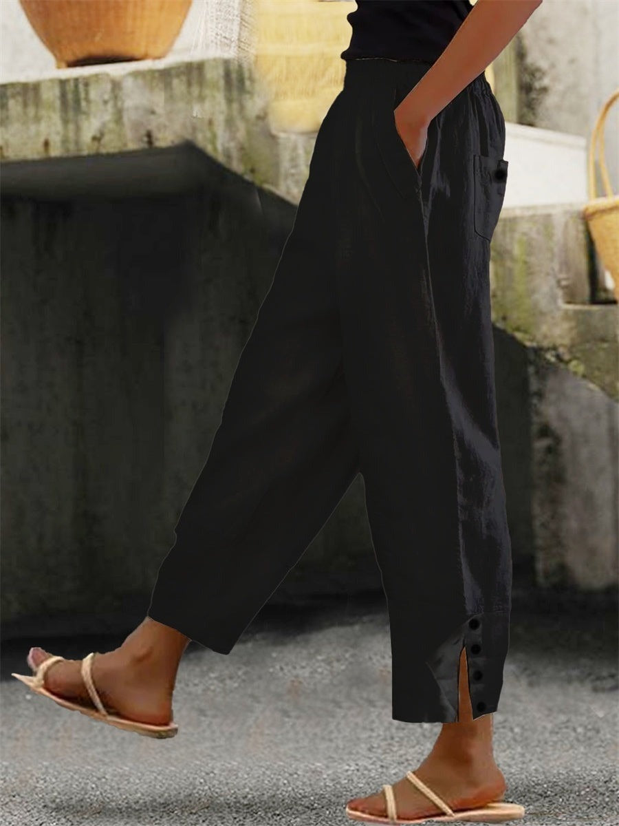 Priya Linen Relaxed Trousers Black 2