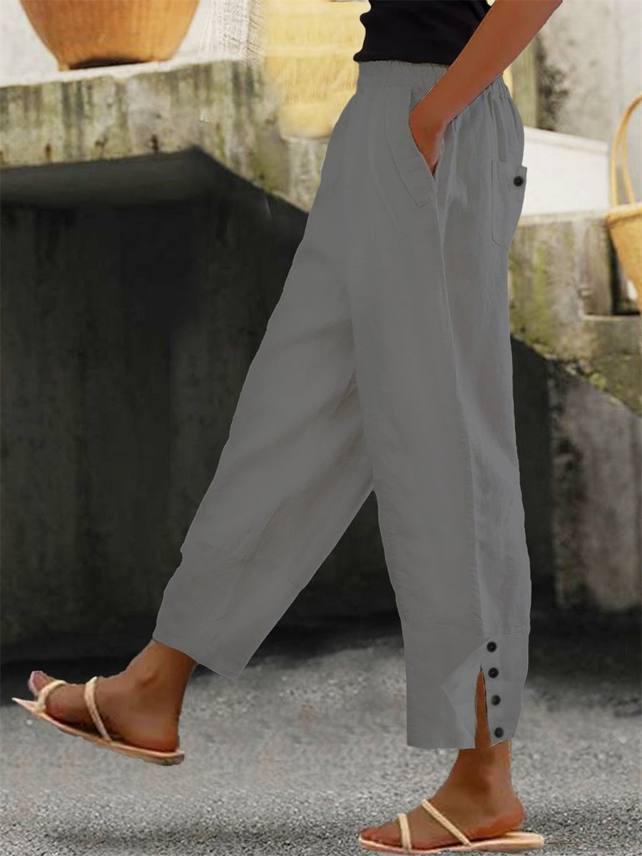 Priya Linen Relaxed Trousers Blue 3