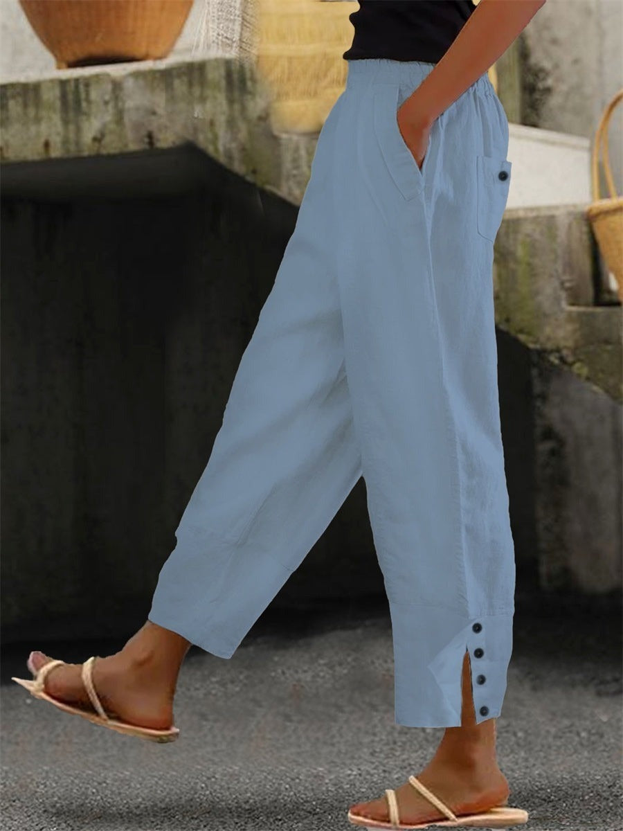 Priya Linen Relaxed Trousers Black 4