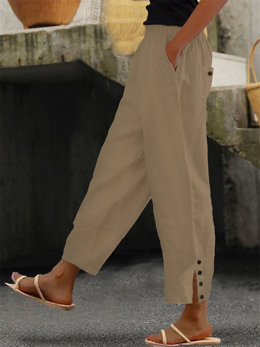 Priya Linen Relaxed Trousers Blue 5