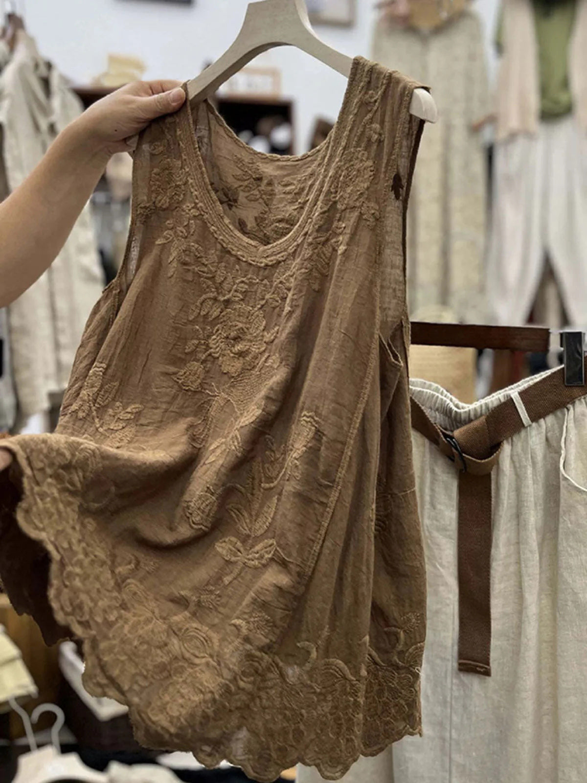 Celestine Lace Sleeveless Camisole Apricot 5