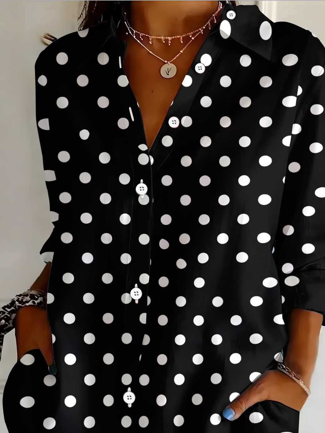 Margot Polka Dot Button-Up Shirt Black 3