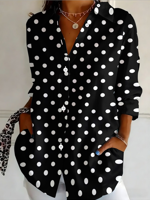 Margot Polka Dot Button-Up Shirt Black 1