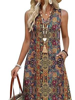 Violet Boho Floral A-Line Midi Dress Floral 2