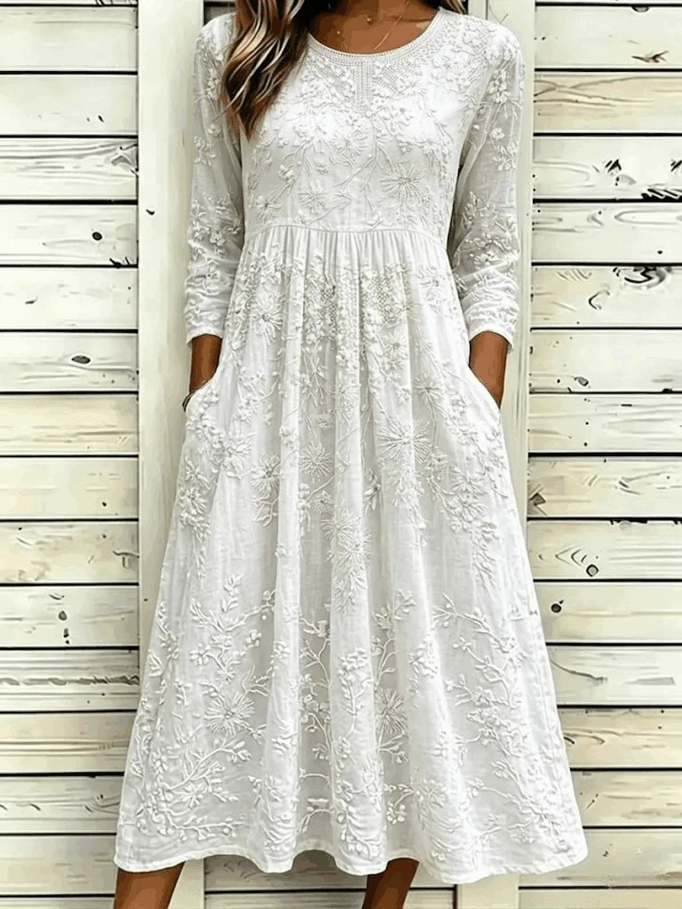 Isabelle 3D Floral Embroidery A-Line Maxi Dress Floral 1