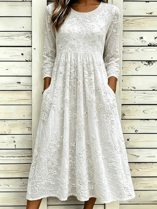 Isabelle 3D Floral Embroidery A-Line Maxi Dress Floral 1