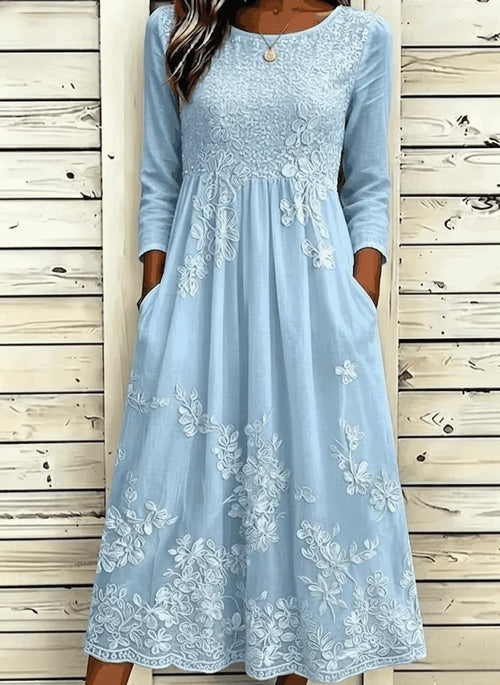 Gwen 3D Floral Lace A-Line Maxi Dress Floral 1
