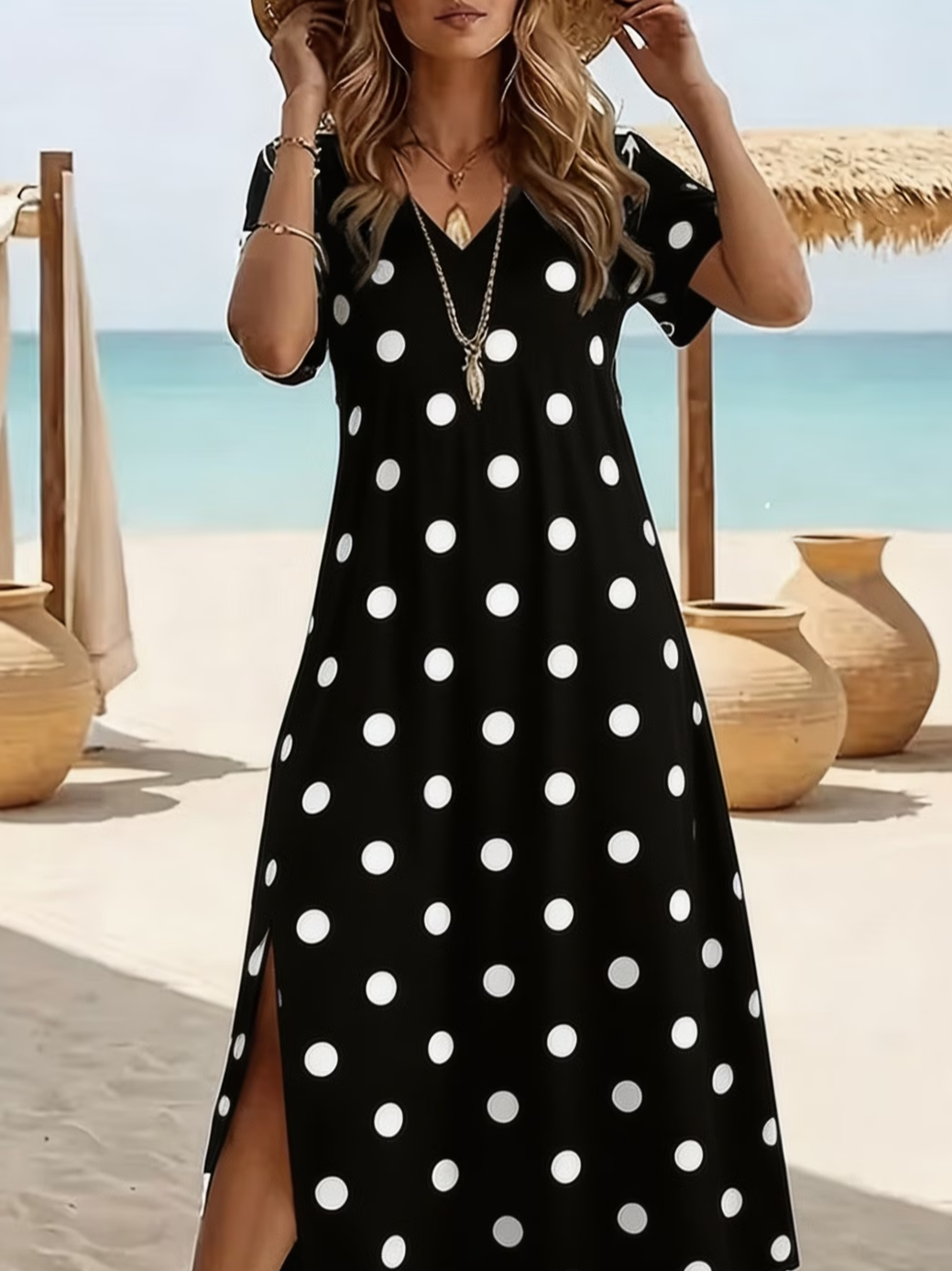 Margot Polka Dot Cotton Maxi Dress Multi 2