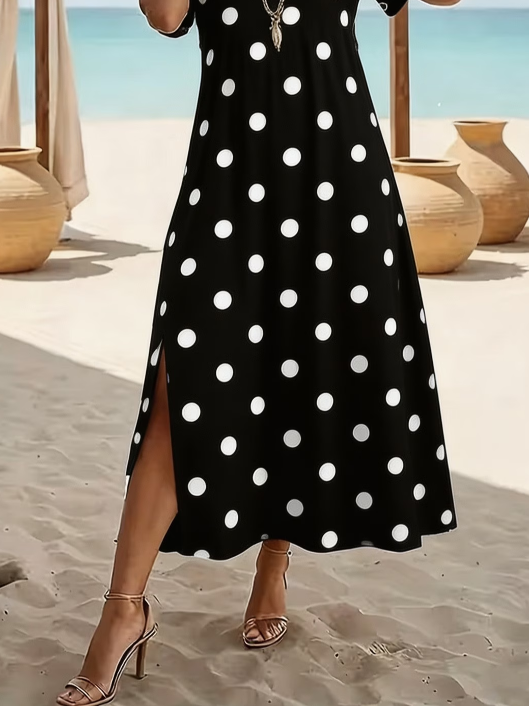 Margot Polka Dot Cotton Maxi Dress Multi 3