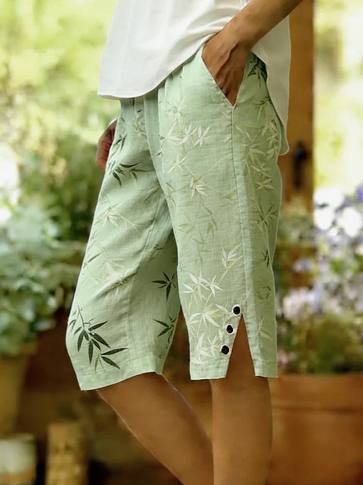 Ophelia Botanical Capri Pants Lightgreen 2
