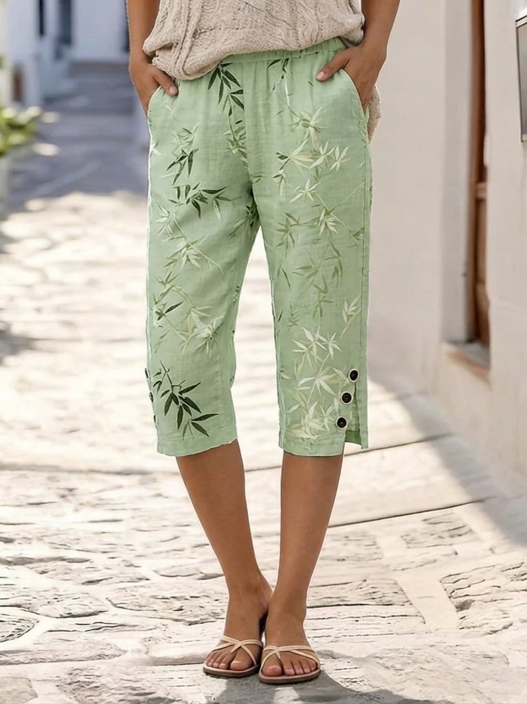 Ophelia Botanical Capri Pants Lightgreen 1