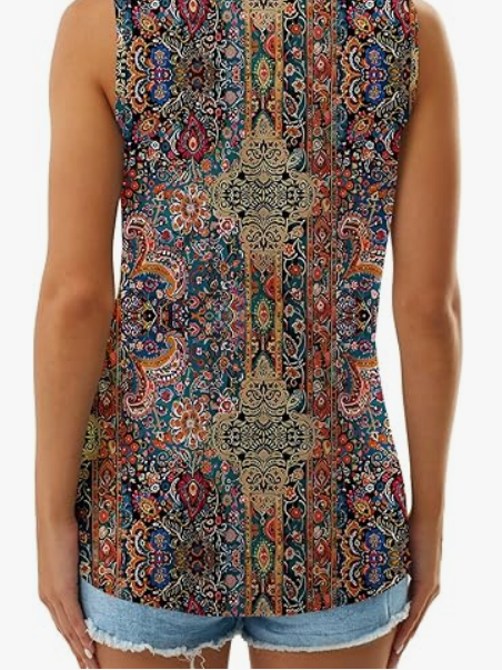 Margot Abstract Boho Tank Dress Black-brown 2