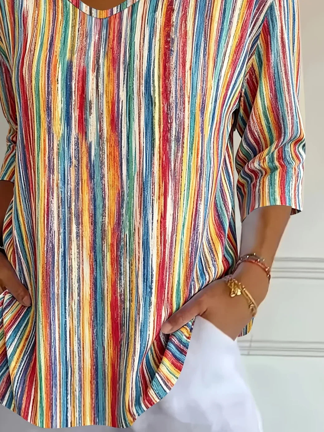 Isabelle V-Neck Striped Shirt Dress shirt 2