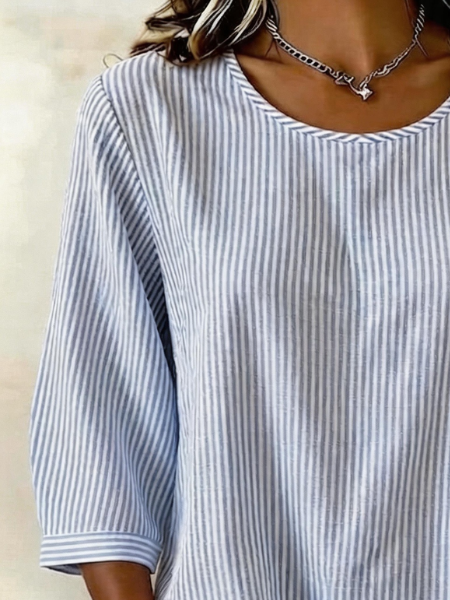 Margot Striped Linen Shirt Dress Blue 3