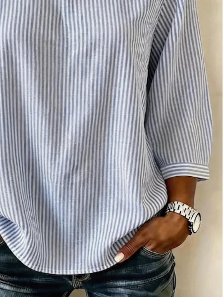 Margot Striped Linen Shirt Dress Blue 2