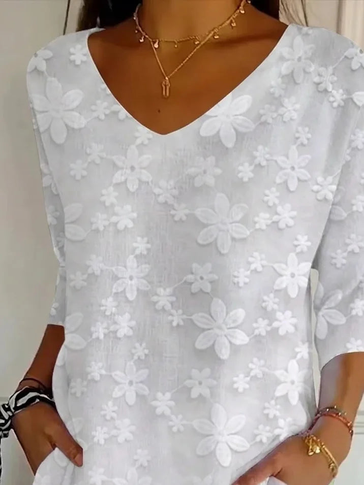 Violet Floral V-Neck Tunic Dress shirt 3
