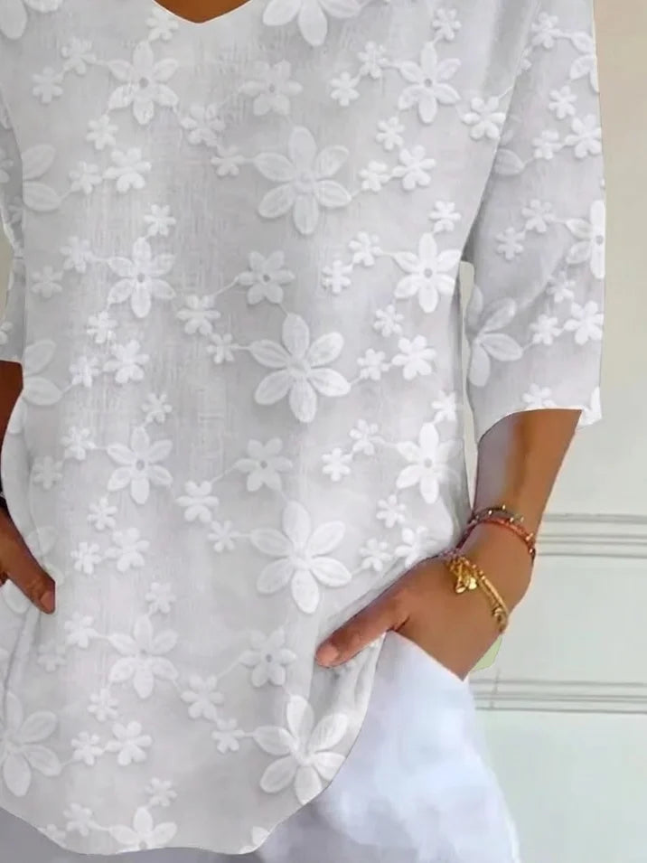 Violet Floral V-Neck Tunic Dress shirt 2