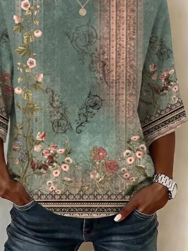 Ophelia Floral Blouse Green 2