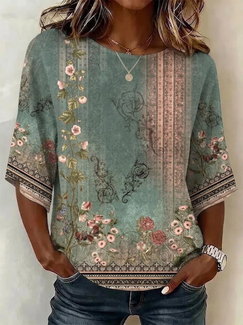 Ophelia Floral Blouse Green 1