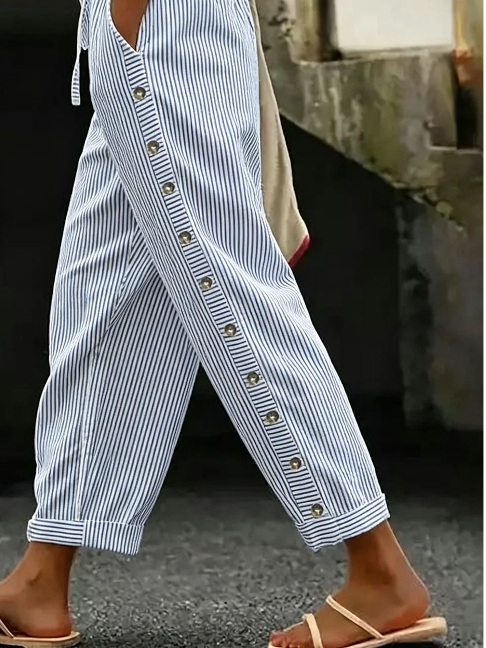 Margot Striped Vintage Trousers Blue 2