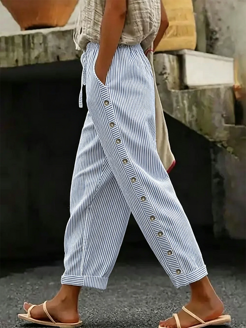 Margot Striped Vintage Trousers Blue 1