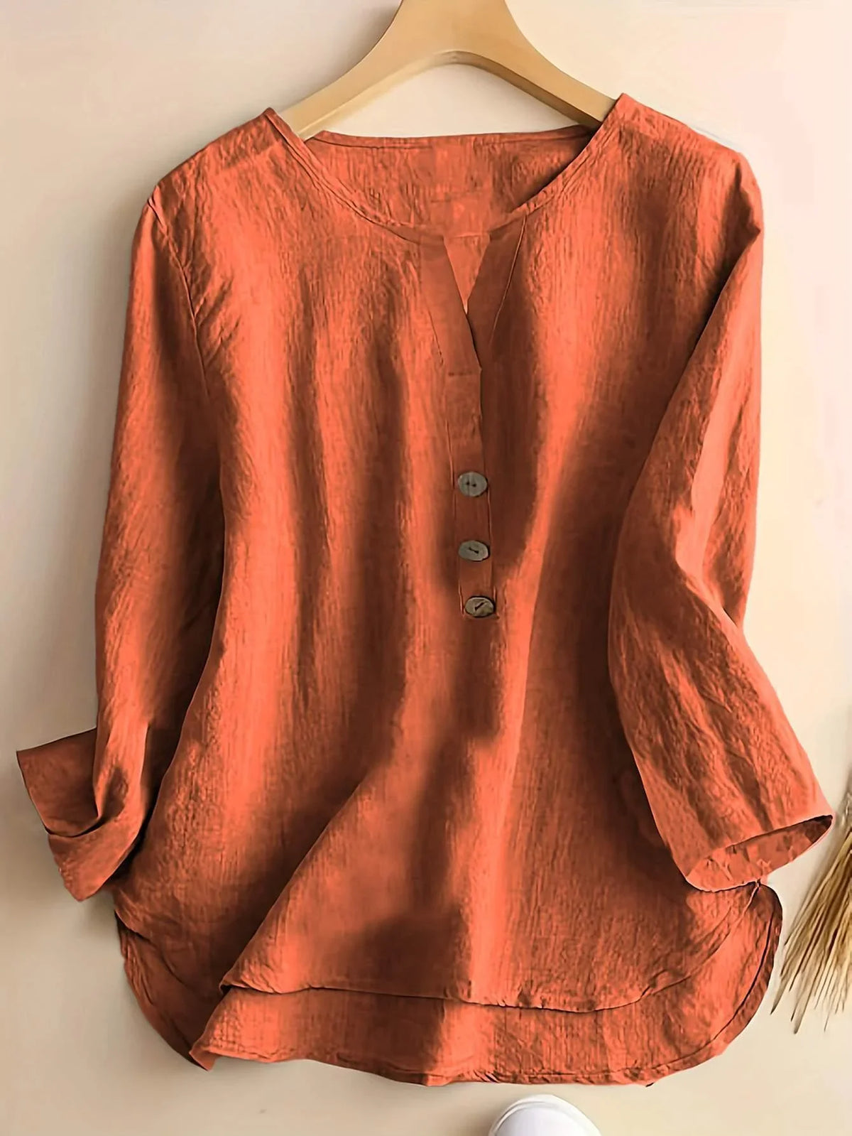 Rosalie Button-Front Shirt Dress Orange Red 3