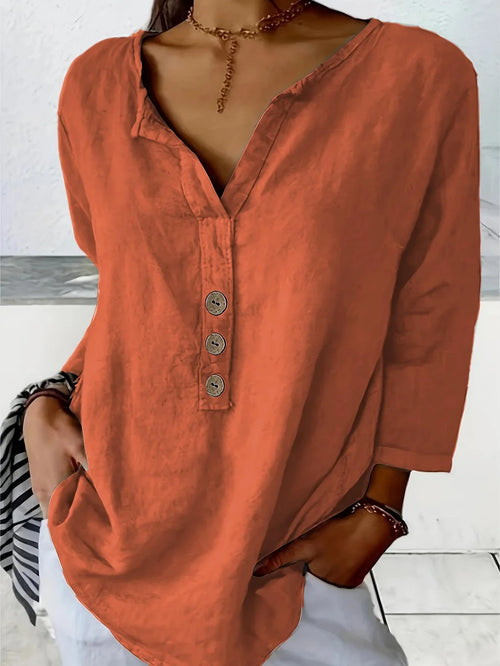 Rosalie Button-Front Shirt Dress Orange Red 1