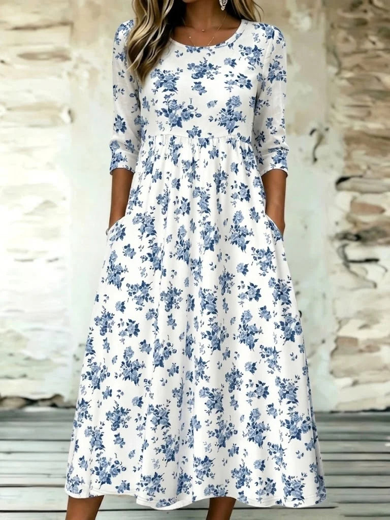 Margot Floral A-Line Maxi Dress White 1