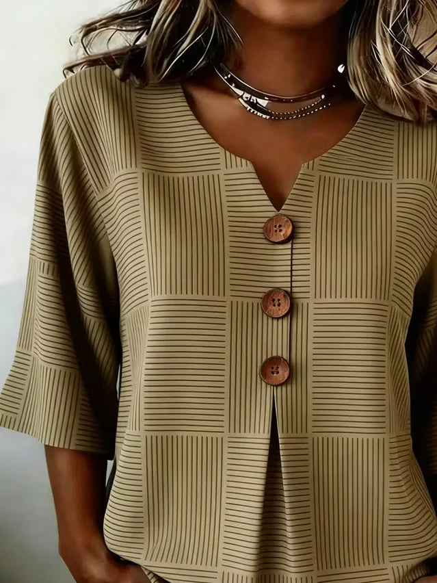 Rosalie Brown Striped Peplum Blouse Brown 3