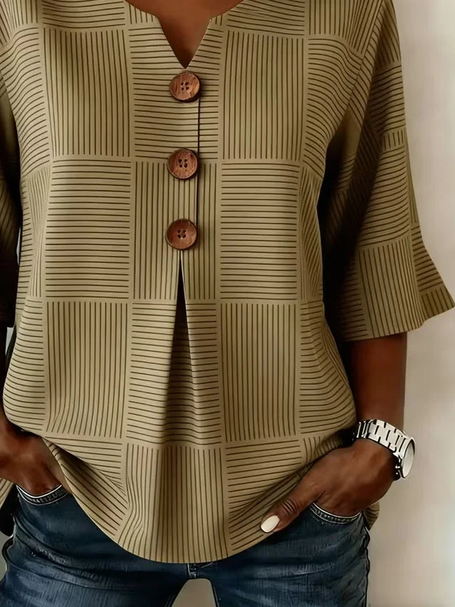 Rosalie Brown Striped Peplum Blouse Brown 2