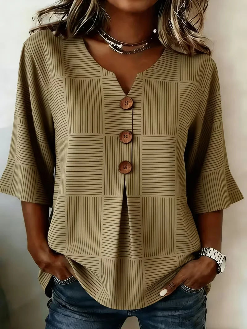 Rosalie Brown Striped Peplum Blouse Brown 1