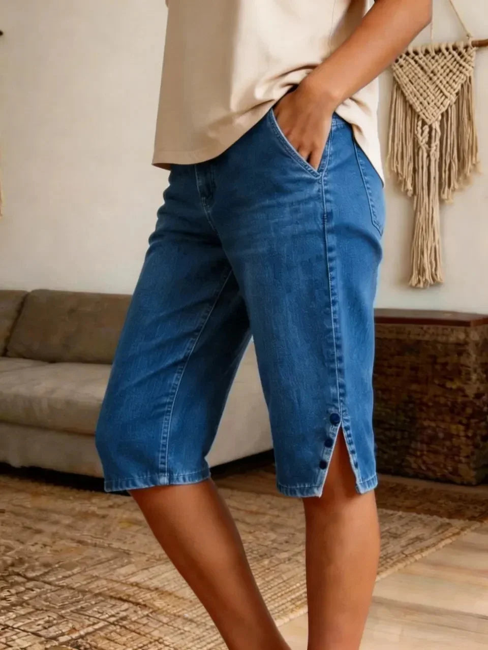 Isabella Linen Shorts Blue 1