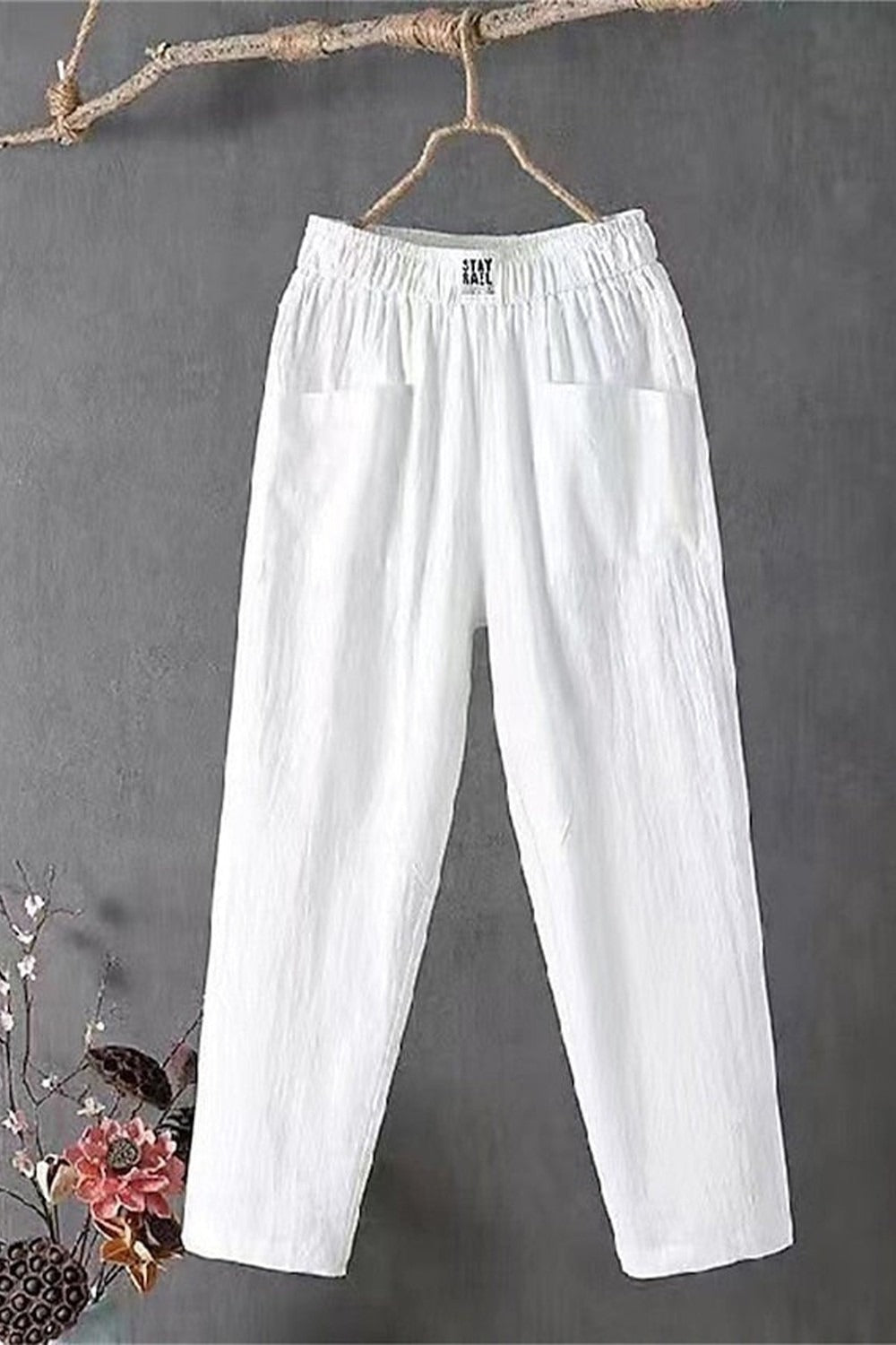 Minerva Cropped Pants with Elasticated Waist White 1