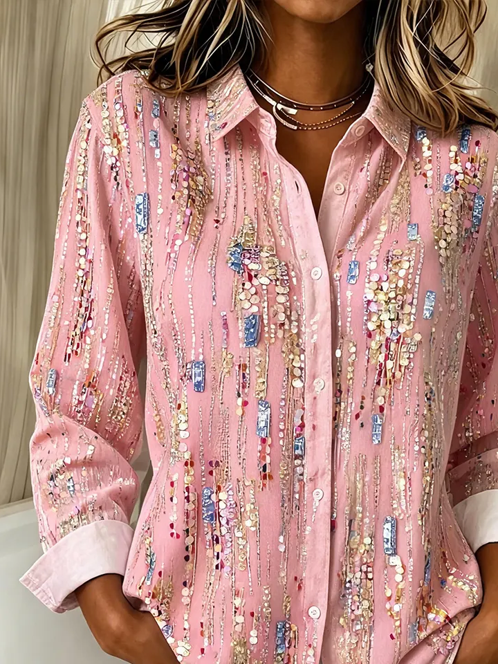 Margot Linen Button-Up Shirt Pink 2